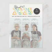 2025年カラフルのカレンダーの写真への応援 シーズンポストカード (正面)