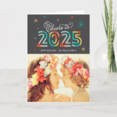 2025年カラフル星への応援ハッピーニューイヤー写真 シーズンカード (正面)