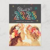 2025年カラフル星への応援ハッピーニューイヤー写真 シーズンポストカード (正面)