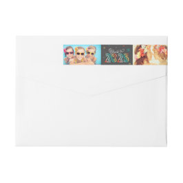 2025年カラフル星への応援ハッピーニューイヤー写真 ラップアラウンドラベル