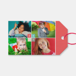 2025年カラーブロックモダン新年4フォトコラージュ ギフトタグ