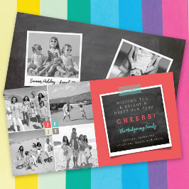 2025年カラーブロックモダン新年4フォトコラージュ シーズンカード