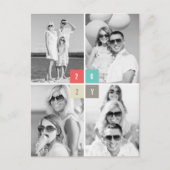 2025年カラーブロックモダン新年4フォトコラージュ シーズンポストカード (正面)