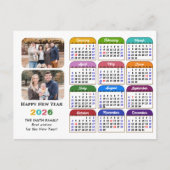 2025年カレモダンンダーシンプル家族の写真カラフル シーズンポストカード (正面)