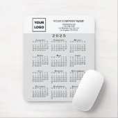 2025年カレンダビジネスロゴ文字ライトグレーホワイト マウスパッド (マウス)