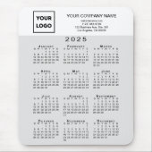2025年カレンダビジネスロゴ文字ライトグレーホワイト マウスパッド (正面)