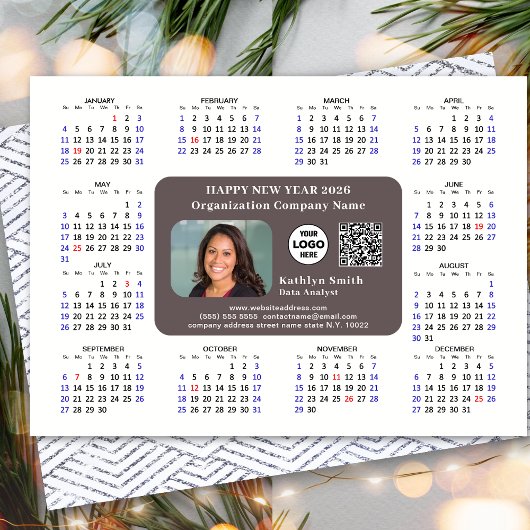 2025年カレンダビジネスロゴQRブラックモダンシンプル シーズンカード