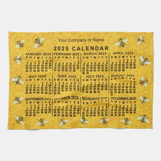 2025年カレンダビーハニカム養蜂場カスタム キッチンタオル (横)