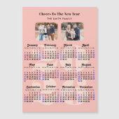 2025年カレンダピンクエレガントファミリー2枚の写真 (正面)