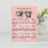 2025年カレンダピンクエレガントファミリー2枚の写真 シーズンカード (スタンド正面)