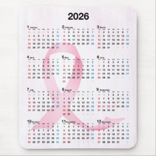 2025年カレンダピンクリボン マウスパッド
