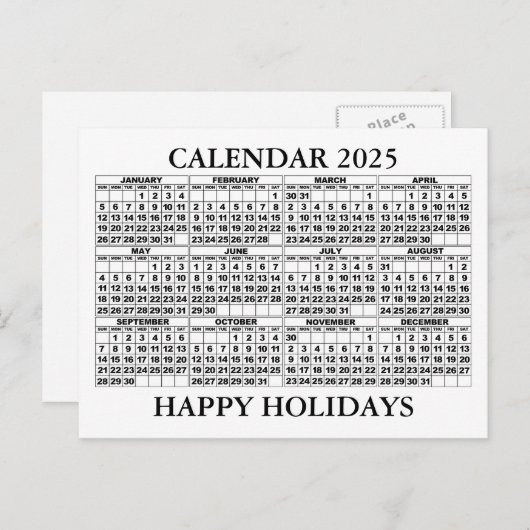 2025年カレンダーあいさつ葉書（白） シーズンポストカード (正面/裏面)