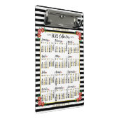 2025年カレンダーかわいいフローラストライプ | カスタム ミニクリップボード (アングル)