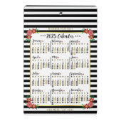 2025年カレンダーかわいいフローラストライプ | カスタム ミニクリップボード (裏面)