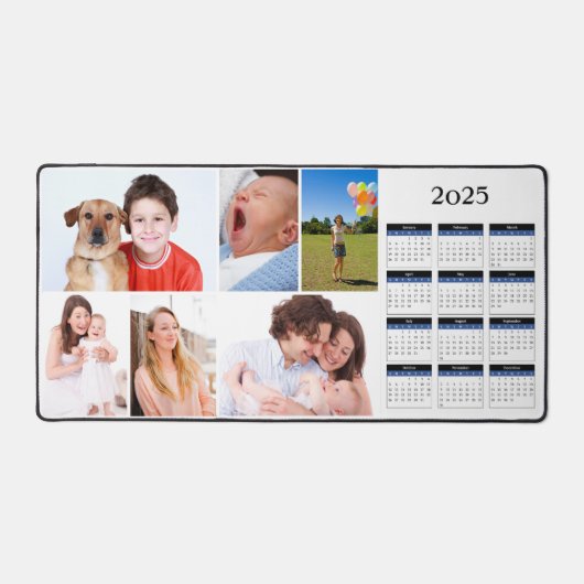 2025年カレンダーで独自の6つのフォトコラージュを追加 デスクマット (正面)