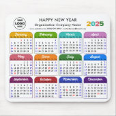 2025年カレンダーのビジネスロゴのミニマルカラフルリスト マウスパッド (正面)