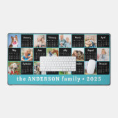 2025年カレンダーカスタムティール（緑がかった色）ブルーフォトコラージュユニーク(Blu Phot デスクマット (キーボード&マウス)