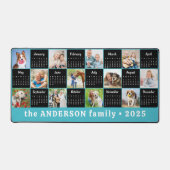 2025年カレンダーカスタムティール（緑がかった色）ブルーフォトコラージュユニーク(Blu Phot デスクマット (正面)