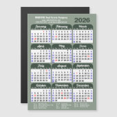 2025年カレンダージグリーンシンプルビジネス磁気 (正面/裏面)
