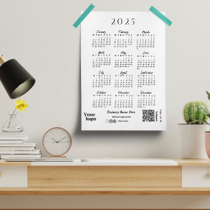 2025年カレンダースクリプトタイポグラフィ白