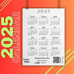 2025年カレンダースクリプトタイポグラフィ白 招待状