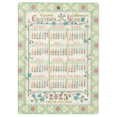 2025年カレンダービクトリアンアールヌーボー | カスタム クリップボード (裏面)