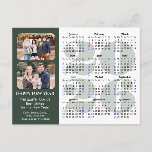 2025年カレンダーブラッモダンク家族フォトミニマル主義者 シーズンポストカード (正面)