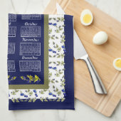 2025年カレンダーブルーベリー離れ茎付き海軍茶 キッチンタオル (四つ折り)