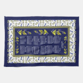 2025年カレンダーブルーベリー離れ茎付き海軍茶 キッチンタオル (横)