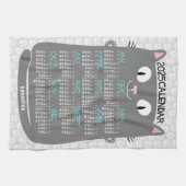 2025年カレンダーミッドセンチュリーグレー猫 キッチンタオル (横)