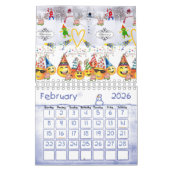 2025年カレンダーメリークリスマスハッピーバースデー カレンダー (2月 2026)