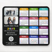 2025年カレンダーモダンBusiness Photo カラフル Black マウスパッド (正面)