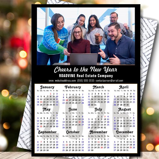 2025年カレンダーモダンBusiness Photo ミニマル Black シーズンカード