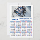 2025年カレンダー事業ロゴ最小主義ブルーレッド シーズンカード (正面)