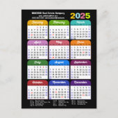 2025年カレンダー企業のミニマル黒年 シーズンポストカード (正面)