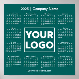 2025年カレンダー会社のロゴと名前ティール(緑がかった色) ポスター