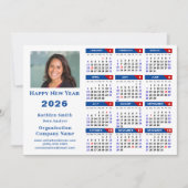 2025年カレンダー会社のロゴ写真シンプル青赤 シーズンカード (正面)