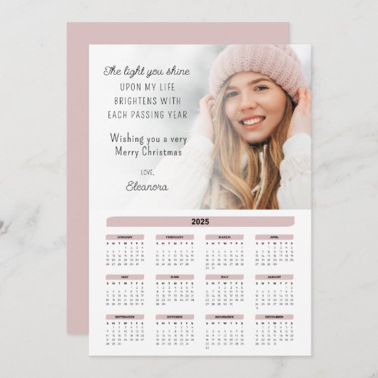 2025年カレンダー写真やる気を起こさせるクリスマスカード シーズンカード (正面/裏面)