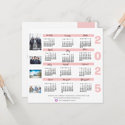 2025年カレンダー写真企業のクリスマス新年 カード (正面/裏面インサイチュ)