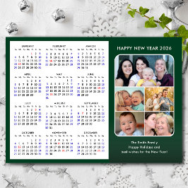 2025年カレンダー家族フォトグリーンモダンミニマリスト シーズンカード