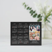 2025年カレンダー家族フォトブラックモダンミニマリスト シーズンポストカード (スタンド正面)