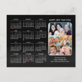 2025年カレンダー家族フォトブラックモダンミニマリスト シーズンポストカード (正面)