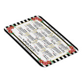 2025年カレンダー年度 月別 花のストライプ|オーダーメイド マグネット (右側)