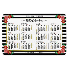 2025年カレンダー年月次フローラストライプ名門私立校風の マグネット