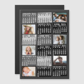 2025年カレンダー年黒写真モダンコラージュ磁石 (正面/裏面)