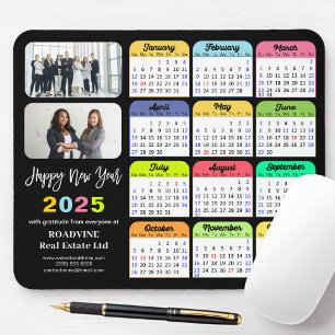 2025年カレンダー新年企業の2枚の写カラフル真 マウスパッド
