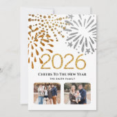 2025年カレンダー新年花火金ゴールド家族写真 シーズンカード (正面)