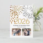 2025年カレンダー新年花火金ゴールド家族写真 シーズンカード (スタンド正面)