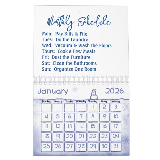 2025年カレンダー月次予定フローラ牛 カレンダー (1月 2026)