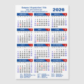 2025年カレンダー業シンプル務ブルーレッド磁気 (正面)